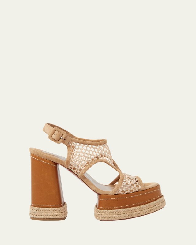 Almeja Net Red Sole Platform Espadrilles